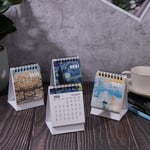2021 Oil Painting Series Mini Desk Calendar Retro Office Home Ac A