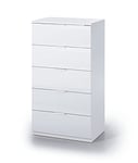 Dmora Commode à Cinq tiroirs 60 x 110 x 40 cm, Bois, Blanc Mat, Cinque Cassetti