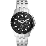 Fossil Montre pour Homme Fb01 Chrono, mouvement chronographe, boîtier en acier inoxydable argenté de 42mm avec un bracelet en acier inoxydable, FS5837