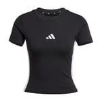 adidas Femme Essentials 3 Stripes Slim Baby T-Shirt, Black/White, M