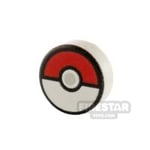 Custom Printed Round Tile 1x1 Pokemon Poke Ball