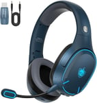 Casque Bluetooth Sans Fil, Casque De Jeu À Double Puce, Bluetooth 5,3 Pour Téléphones/Ordinateurs, Dongle 2,4Ghz Pour Pc/Ps4/Ps5/Tv/Switch, Microphone Antibruit, 30 Heures, Led