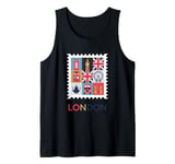 London Stamp with Iconic Landmarks - London Souvenir Tank Top