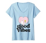 Womens Peanuts Snoopy And Woodstock Good Vibes V-Neck T-Shirt