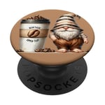 Coffee Gnome And Extra Large Coffee Cup To Go For Barista PopSockets PopGrip Adhésif