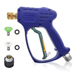 YeewayVeh High Pressure Washer Gun, 5000PSI Car Wash Spray Gun Compatible with Karcher Adapter & M22 14MM Connector, Short Pressure Washer Gun for with 2 Spray Nozzles, Indigo