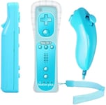 Manette Pour Switch Wii, Télécommande Manette Nunchuck Built In Motion Plus Compatibles Avec Switch Wii Et Wii U Avec Etui De Protection En Silicone(Bleu)