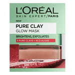 2 X L’oreal Paris Face Mask Pure Clay Glow Brightens Exfoliates 50ml N & S