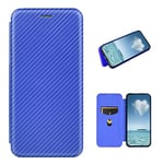 COQUE Étui Huawei P50 Pro, étui Portefeuille en Cuir avec Fente pour Carte, étui en TPU en Cuir de Fibre de Carbone pour Huawei P50 Pro-Bleu