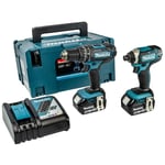 Makita DLX2131TJ 18V Li-Ion LXT Combi & Impact Twin Pack With 2 x 5Ah Batteries