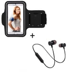Pack Sport Pour Sony Xperia L1 Smartphone (Ecouteurs Bluetooth Metal + Brassard) Courir T6 - Noir