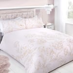 Sleepdown Metallic Floral Blush Luxury Soft Easy Care Duvet Cover Quilt Bedding Set with Pillowcase - Single (135cm x 200cm)