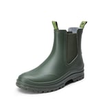 DREAM PAIRS Bottes de Pluie à la Cheville pour Femme Confortables et Elégantes Botte Chelsea Imperméable Chic SDRB2405W-E,Size 38,Vert Foncé,SDRB2405W-E