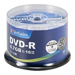 Verbatim Blank DVD-R Data Discs 4.7GB 16x Speed 50 Pieces