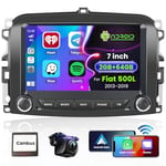 Hikity [2G 64G] Autoradio Carplay Wireless pour Fiat 500L 2013 2014 2015 2016 2017 2018 2019 9 Pouces Android 13 Poste Radio 2 Din avec GPS Bluetooth Android Auto WiFi RDS EQ FM SWC Caméra de Recul