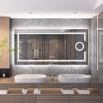 Luvodi - Miroir Grand Salle de Bain led Dimmable Anti-Buée avec Eclairage Interrupteur Tactile avec Loupe Rond- 120x60cm