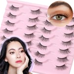 EMEDA 14 paires Demi-cils 3/4 Cils d'angle à l'aspect naturel 3D Multi-couches Wispy Faux cils naturels Demi cils naturels Half Lashes Corner Eyelashes (W19)