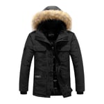 Doudoune Homme Hiver Outwear Blouson Sport Chaud Manteau Militaire Parka Fausse Fourrure Avec Coupe-Vent Fit Grande Vêtements Masculin Xdm2