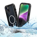 BDIG Coque Étanche pour iPhone 14, [Compatible avec MagSafe] [IP68 Imperméable] Full Body Scellé avec Protection écran Intégré Antichoc Antipoussière Anti-Neige Waterproof Etui pour iPhone 14