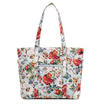 Vera Bradley Women's Deluxe Vera Tote Bag Handbag, Sea Air Floral-Recycled Cotton, One Size