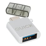 Quick Media/OTG Adaptateur Type C USB 3,1 vers USB 3.0-Finition en Aluminium (QMACUSB). Ideal pour Macbook et Smartphones avec Port-Type C.