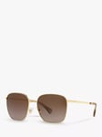 Ralph RA4136 Women's Square Shape Polarised Sunglasses, Gold/Brown