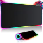 Tapis de Souris Gaming RGB xxL (800 x 300 mm), 14 Effets d'éclairage LED, étanche, antidérapant, résistant à l'usure pour Gamer, Ordinateur, PC