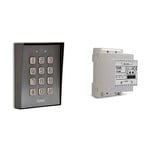 Extel - Digicode - filaire Klavy 3 Gris - Clavier à code codage fixé en saillie, rétro éclairé, garantie 2 ans - 109115 & Alimentation modulaire pour visiophones filaires EXTEL alimentés en 12V