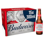 Budweiser 4.5% Lager Beer Bottles, 15 x 300 ml