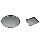 Master Class KCMCCB14 Crusty Bake Perforated Pizza Tray with PFOA Non Stick, Robust 1 mm Carbon Steel, 32 cm, Grey & MasterClass Non-Stick Baking Tray, Carbon, Grey, 24 x 18cm