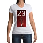 T-Shirt Femme Col V Michael Jordan 23 Chicago Bulls Basket Superstar Got