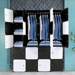 Alightup Armoire Penderie Modulable Portable Grande Capacité Storage avec Portes Étagère de Etagères Empilables Plastique Rangement Chambre Adultes pour Chaussures Vêtements Jouets Noir 20 Cubes