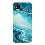 Evetane - Coque Silicone Compatible Xiaomi Redmi 9C - Protection Intégrale 360, Fine et Transparente - Coque Avant & Arrière - Haute Résistance - Bleu Nacré Marbre