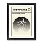 Book Cover Treasure Island Robert Louis Stevenson Modern Framed Wall Art Print, Ready to Hang Picture for Living Room Bedroom Home Office Décor, Black A3 (34 x 46 cm)