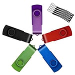 Uflatek Lot de 5 Clé USB 32Mo Pivotant USB 2.0 Flash Drive Portatif U-Disk Externe Stockage Multicolore: Violet Rouge Bleu Vert Noir