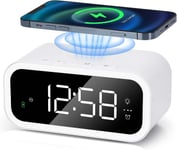 Digital Alarm Clock with Wireless Charging,Alarm Clocks Bedside,15W