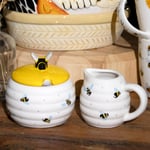 Sweet Bee Milk Jug & Sugar Bowl Set Afternoon Tea Cafe Cream Pourer Serving Pot