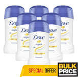 Dove Original Stick Deodorant Antiperspirant With Cream 40ml 3, 6 Pack