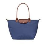 Ny Longchamp Le Pliage Tote Reseväska Nylon Stor & Liten Blå Blue L