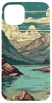 Coque pour iPhone 15 Plus Rocky Mountain Lake Vintage Paysage graphique