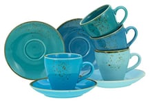 CreaTable, 23698 Série Nature Collection Aqua Lot de 8 tasses de bistrot, en grès, passent au lave-vaisselle et au micro-ondes, production de qualité