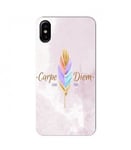 Coque Iphone XR Plumes carpe diem good vibes pastel