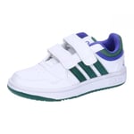 adidas Mixte Hoops Lifestyle Basketball Hook-and-Loop Shoes Chaussures, Cloud White/Collegiate Green/Lucid Blue, 35 EU