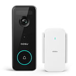 AOSU Sonnette sans Fil avec Caméra HD 5MP, exterieur etanche avec pile, Sonnettes vidéo avec Radar et PIR détection, Wi-FI 5/2,4 GHz, angle ultra large de 166°, aucuns frais mensuels