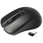 PROMATE Ergonomic Wireless Mouse with Ambidextrous Design. 800/1200/1600Dpi, 10m Working Range, Incudes Nano Reciever, Easy Plug &amp; Play, Compatible with Win &amp; Mac. Black Colour. (p/n: CONTOUR.BLK)