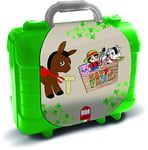 Multiprint Valise Travel Set Happy Farm, Made in Italy, Livre de Coloriage, avec Puzzles et Crayons, Tampons Enfants, en Bois et Caoutchouc Naturel, Encre Lavable non Toxique, Idée Cadeau, Art.42924