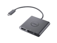 Dell Adapter USB-C to HDMI/DP with Power Pass-Through - Videokort - 24 pin USB-C hane till HDMI, DisplayPort, USB-C (enbart ström) hona - 18 cm - stöd för 4K, kraftgenomgång - för Chromebook 3110, 3110 2-in-1 Latitude 74XX Precision 35XX, 55XX XPS 15 95XX
