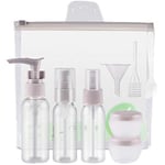 byou Reise Flaschen Set,Kosmetikflaschen Set 9 stück Kunststoff Transparente Multi-Size Container mit Kulturbeutel für Flüssigkeiten Duschgel Shampoo Creme Make-Up, Gris, s, Gris, s