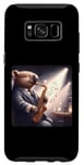 Coque pour Galaxy S8 Wombat joue du saxophone dans un club de jazz confortable et faiblement éclairé. Notes