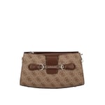 GUESS Femme Nolana Crossbody Top Zip Bandoulière, Logo Latte/Marron, Taille Unique